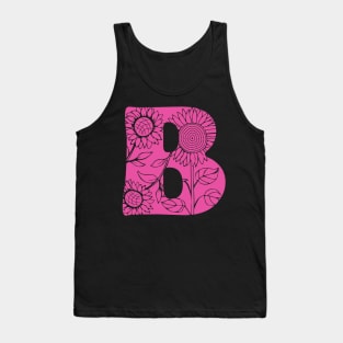 Stylized capital letter B initial design and sunflowers Tank Top